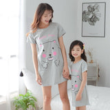 Mother Daughter Dressing Gown Nightdress Mom and Me Clother Girls Princess Dress Baby Pajamas Nightgown Cotton Causal Homewear