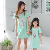 Mother Daughter Dressing Gown Nightdress Mom and Me Clother Girls Princess Dress Baby Pajamas Nightgown Cotton Causal Homewear