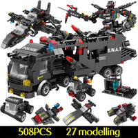 715pcs City Police Station Building Blocks Compatible Legoingly City SWAT Team Truck Blocks Educational Toy For Boys Children