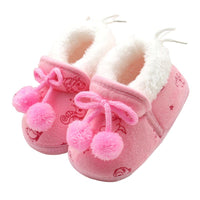 2018Fashion Sweet Newborn Baby Girls Princess Bowknot Winter Warm First Walkers Soft Soled Infant Toddler Kids Girl Cack Shoes