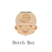 English Spanish Russia Text Baby Boy Girl Fallen Tooth Box Storage Natural Wood Case Save Milk Teeth Collection Organizer Holder