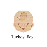 English Spanish Russia Text Baby Boy Girl Fallen Tooth Box Storage Natural Wood Case Save Milk Teeth Collection Organizer Holder