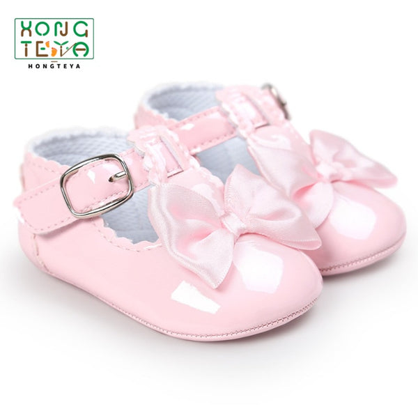 6 Colours Sweet Casual Baby Shoes Princess Girls Baby Kids Pu Leather Solid Crib Babe Infant Toddler Cute Bow Baby Shoes