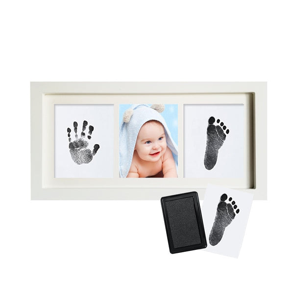 Baby's Mark Classic Imprint Frame Wooden Photo Frame with Hand Footprint Makers Imprint Kit Baby Ink Pad Newborn Baby Souvenir