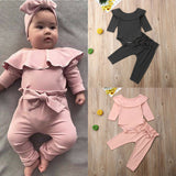 Emmababy 2PCS Toddler Kids Baby Girls Ruffle Bodysuit Romper Tops Pants Winter Outfits Clothes