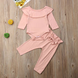 Emmababy 2PCS Toddler Kids Baby Girls Ruffle Bodysuit Romper Tops Pants Winter Outfits Clothes