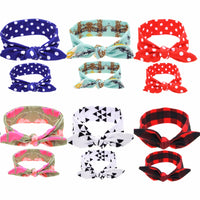 2Pc/Set Mother And Children Girl Rabbit Ears Headband Plaid Bow Hairband Turban Knot Headwrap mom and me Hair Band Accessories