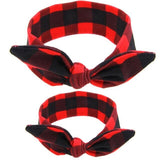 2Pc/Set Mother And Children Girl Rabbit Ears Headband Plaid Bow Hairband Turban Knot Headwrap mom and me Hair Band Accessories