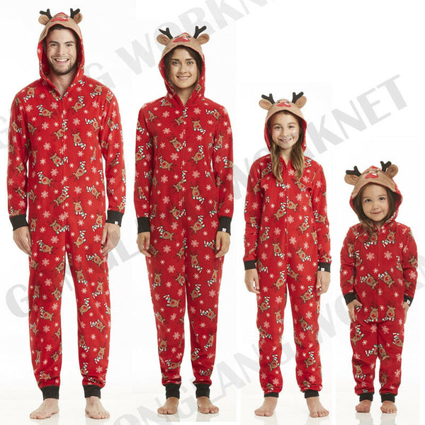 2019 New Fashion Christmas Family Matching Zip Pajamas Adult Women Kids Baby Sleepwear Set Plus