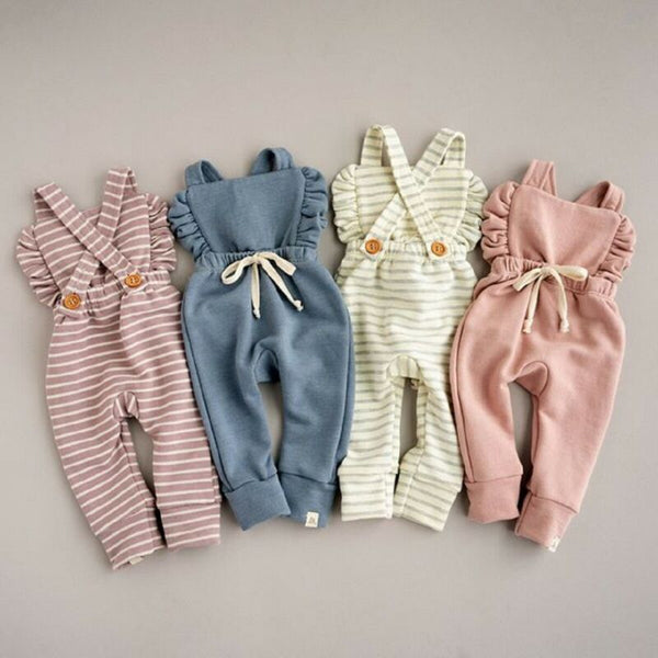 New Born Baby Clothes Backless Striped Ruffle Romper Overalls Jumpsuit Clothes Baby Girl Clothes Baby Girl Romper kid clothes