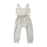 New Born Baby Clothes Backless Striped Ruffle Romper Overalls Jumpsuit Clothes Baby Girl Clothes Baby Girl Romper kid clothes