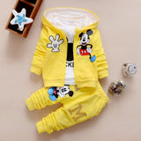 Baby Girl 3 Piece Sets Brand Mickey Mouse Outfit Boy Hooded Cardigan Coats + T-shirts + Pants Kids Bebes Jogging Suits Tracksuit