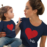 Mommy and Me Clothes Mother Daughter Matching Family Outfits T-shirt Women Kids Baby Girls Soft Cotton Heart Print Tops O-neck