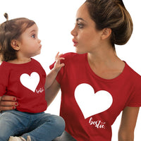 Mommy and Me Clothes Mother Daughter Matching Family Outfits T-shirt Women Kids Baby Girls Soft Cotton Heart Print Tops O-neck