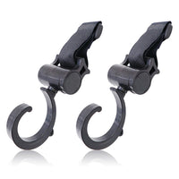 2pcs/lot Baby Hanger Multifunction Baby Bag Stroller Hooks Carriage Pram Black Rotate 360 Degree Cart Plastic Hook Accessories