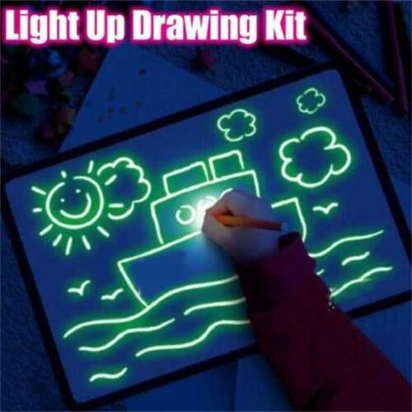 1pcs A3-A5 LED Luminous Drawing Board Graffiti Doodle Drawing Tablet Magic Draw With Light Fun And Developing Toy for Kids Gift