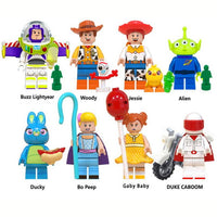 8Sets Toy Story 4 Buzz Lightyear Woody Jessie Alien Ducky Bo Peep Model Blocks Construction Building Bricks Toys For Children