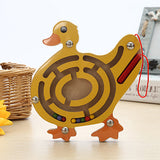 Wooden Magnetic Pen Maze Toys Cute Animal Cartoon Toy Brain Teaser Intellectual Jigsaw Board Kids Early Educational Puzzle Game