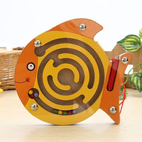 Wooden Magnetic Pen Maze Toys Cute Animal Cartoon Toy Brain Teaser Intellectual Jigsaw Board Kids Early Educational Puzzle Game