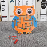 Wooden Magnetic Pen Maze Toys Cute Animal Cartoon Toy Brain Teaser Intellectual Jigsaw Board Kids Early Educational Puzzle Game