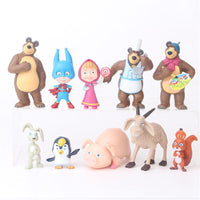 10 pieces/set Russia Masha Toy Figure Doll Home Decoration Masse Toys Bear Masshe Action Figure Creative Bear Doll Gift For Kid