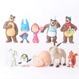 10 pieces/set Russia Masha Toy Figure Doll Home Decoration Masse Toys Bear Masshe Action Figure Creative Bear Doll Gift For Kid