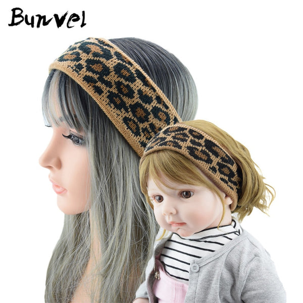 bunvel Mother Daughter Headbands Baby Toddler Turban for Girls Mommy and Me Clothes Leopard Autumn Winter Headband ff