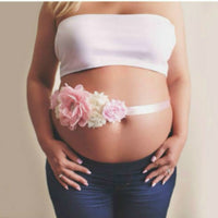 Pink Chiffon Flower with Pearl Maternity Sash Pregnancy Photo Prop Mother To Be Maternity Belt Baby Shower Sash Party Decoration