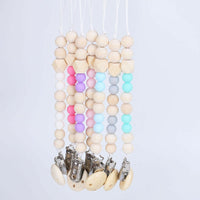 1pc Dummy Clip Pacifier Chain Baby Soother Wood Crochet Wooden Toy Non-toxic Baby Accessories