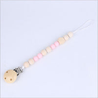 1pc Dummy Clip Pacifier Chain Baby Soother Wood Crochet Wooden Toy Non-toxic Baby Accessories