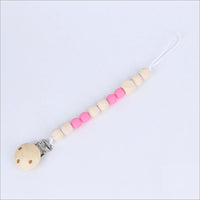 1pc Dummy Clip Pacifier Chain Baby Soother Wood Crochet Wooden Toy Non-toxic Baby Accessories