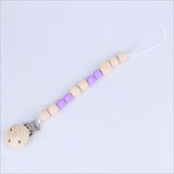 1pc Dummy Clip Pacifier Chain Baby Soother Wood Crochet Wooden Toy Non-toxic Baby Accessories