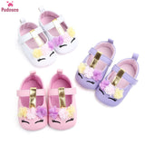 Spring Autumn New Toddler Baby Girl Flower Unicorn Shoes PU Leather Soft Sole Crib Shoes  First Walkers 0-18M