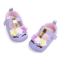 Spring Autumn New Toddler Baby Girl Flower Unicorn Shoes PU Leather Soft Sole Crib Shoes  First Walkers 0-18M