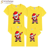 Dabbing Santa Christmas Family Cotton Tshirts Boys Girls and Father Mother Christmas Dabbing Clothes Fashion Party Wear Baby Tee