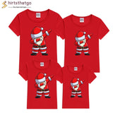 Dabbing Santa Christmas Family Cotton Tshirts Boys Girls and Father Mother Christmas Dabbing Clothes Fashion Party Wear Baby Tee