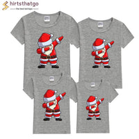 Dabbing Santa Christmas Family Cotton Tshirts Boys Girls and Father Mother Christmas Dabbing Clothes Fashion Party Wear Baby Tee