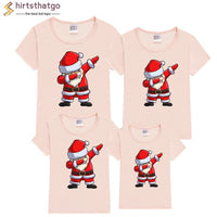 Dabbing Santa Christmas Family Cotton Tshirts Boys Girls and Father Mother Christmas Dabbing Clothes Fashion Party Wear Baby Tee