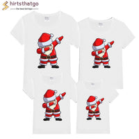 Dabbing Santa Christmas Family Cotton Tshirts Boys Girls and Father Mother Christmas Dabbing Clothes Fashion Party Wear Baby Tee