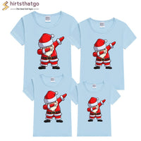 Dabbing Santa Christmas Family Cotton Tshirts Boys Girls and Father Mother Christmas Dabbing Clothes Fashion Party Wear Baby Tee