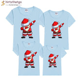 Dabbing Santa Christmas Family Cotton Tshirts Boys Girls and Father Mother Christmas Dabbing Clothes Fashion Party Wear Baby Tee