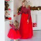 bunvel Christmas Mommy and Me Clothes Plaid Princess tutu Dress Baby Girl Dress Long Sleeve Mother Daughter Dresses Vestidos f