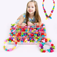 Bead Kit Plastic Acrylic Kids Jigsaw Puzzle Geometric Shape Beads Toys Girls DIY Jewelry Making Stringing Beads Bracelets Toys