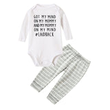 Got My Mind on My Mommy New Newborn Baby Boys Clothes Playsuit Romper Pants Outfit Set Fashion Casual Autumn Set Wear