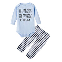 Got My Mind on My Mommy New Newborn Baby Boys Clothes Playsuit Romper Pants Outfit Set Fashion Casual Autumn Set Wear