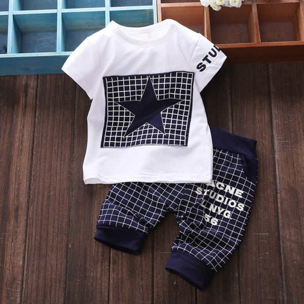 2PC Casual Baby Toddler Kids Boy Clothes T-shirt Top +Pants Outfits Playsuit Set