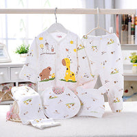 0-3M Baby Clothes set  Newborn Boys Girls Soft Underwear Animal Print Shirt and Pants Cotton clothing 5 pcs