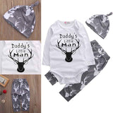 Newborn Baby Boy Infant Clothes Set Deer Romper Tops Long Pants Hat 3PCS Outfit Set Baby Boys Clothes