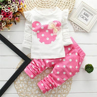 2017 new Spring children girls clothing sets mouse early autumn clothes bow tops t shirt leggings pants baby kids 2 pcs suit