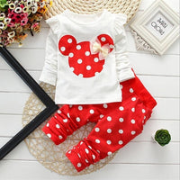 2017 new Spring children girls clothing sets mouse early autumn clothes bow tops t shirt leggings pants baby kids 2 pcs suit